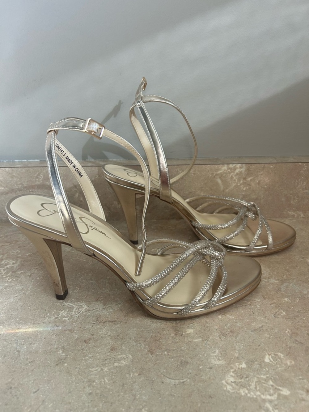 Jessica Simpson Metallic Gold Strappy Heeled Sandals